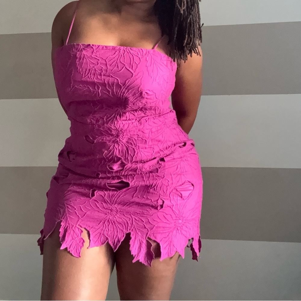 H&M Vibrant Pink Textured Mini Dress